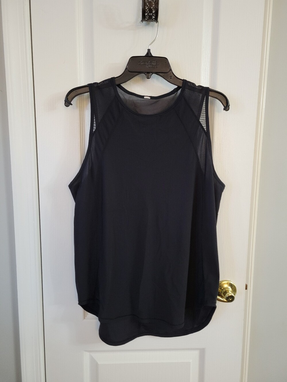 Lululemon Sculpt Tank Top Black Mesh Size 12 Keyhole Back